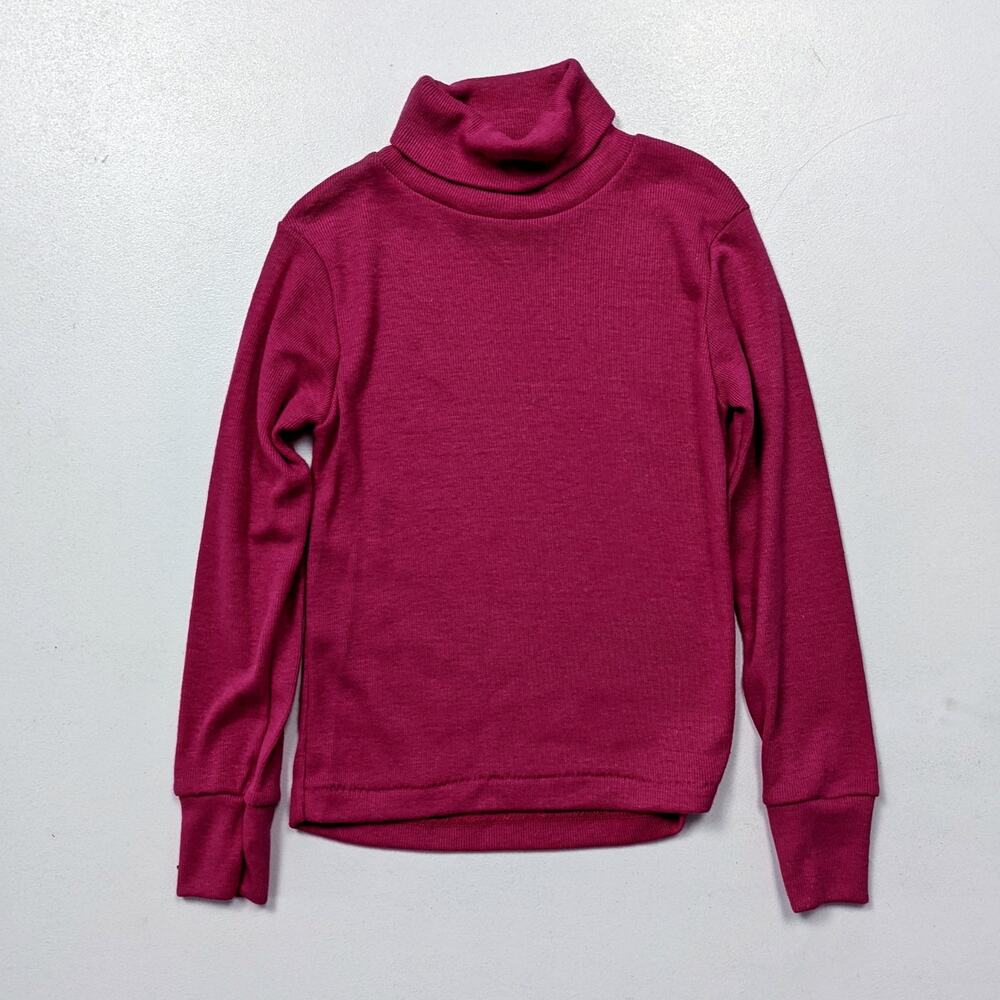 Vintage Dobie Turtleneck Shirt Girls Size 2T Magenta Long Sleeve Basic Layering